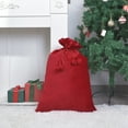 thumbnail image 6 of Drawstring Christmas Gift Bag Large Capacity 27.56x19.69in Multi Colored Wool Ball Cloth Storage Reusable Eco-Friendly Holiday Packing Basket for Party Supplies Tree Under Decorative, 6 of 6