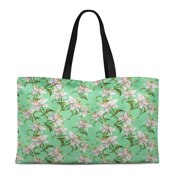 Soimoi Green Heavy Satin Fabric Leaves & Lily Floral Print Fabric by the Yard 54 Inch Wide