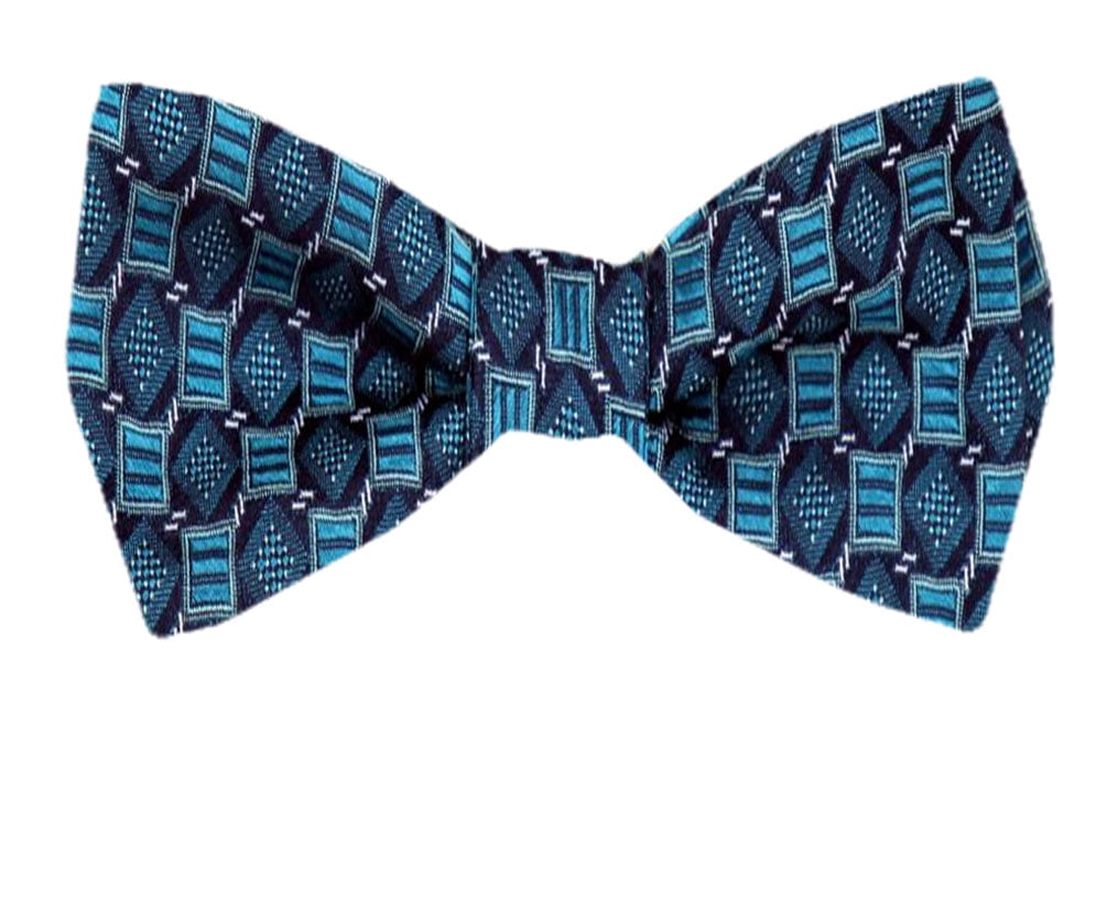 Men's Blue and Navy Silk Self Tie Bowtie Tie Yourself Bow Ties