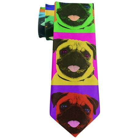 Art Necktie - Pug Puppy Pop Art All Over Neck Tie