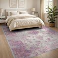 thumbnail image 3 of ODIKA 8'x10' Washable Area Rug Non-Shedding, Easy Care, Vintage Distressed Botanical Toile Faded Damask Ornate Scrolling for King Size Bedroom Under Bed, Master Suite, 3 of 7