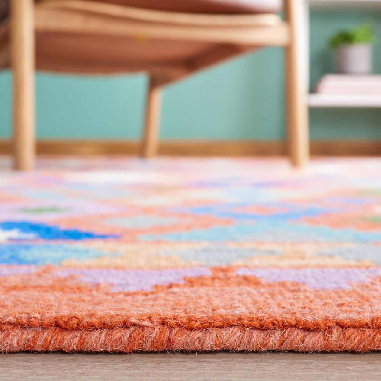 SAFAVIEH Aspen Damjana Geometric Area Rug, Orange/Blue, 5' x 8'