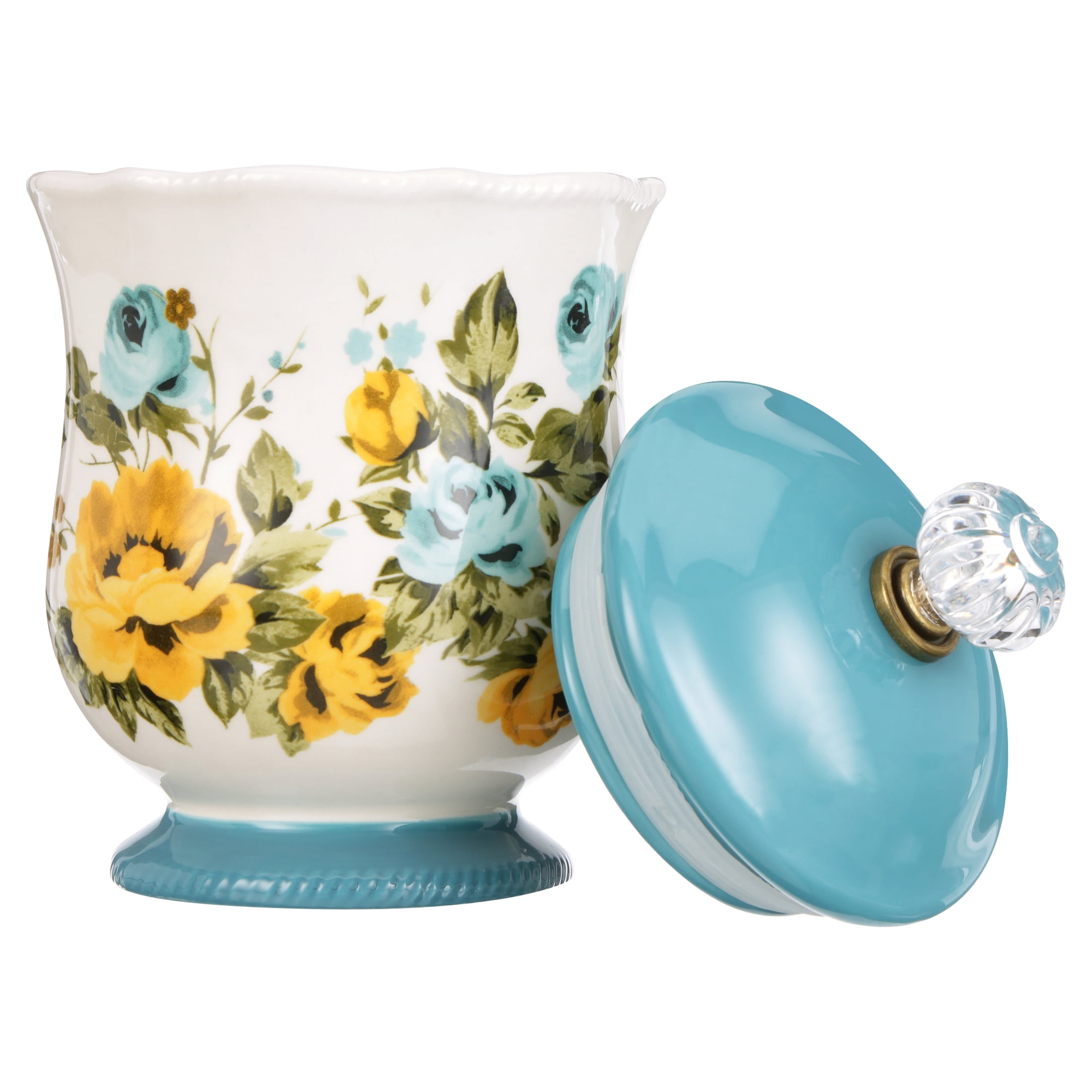 Pioneer Woman Blossom Jubilee Canister with Acrylic Knob, 8.75