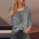 thumbnail image 4 of Blusas para las Mujeres Casual, 3/4 Manga Floral Estampado Camiseta de Moda Top Hecho de Poliéster Transpirable Suave para el Uso Diario de Primavera Otoño, Tops de Blusa para las Mujeres, 4 of 5