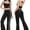 Wide Leg Black, variant on PISONIC Two Piece Womens Workout Set Backless Color Block Tank Tops Matching High Waist Wide Leg Leggings Gym Work Out Outfits