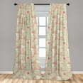 thumbnail image 5 of Ambesonne Valentines Curtains, Doodle Heart Motifs, Pair of 28"x63", Beige Dark Coral White, 5 of 5