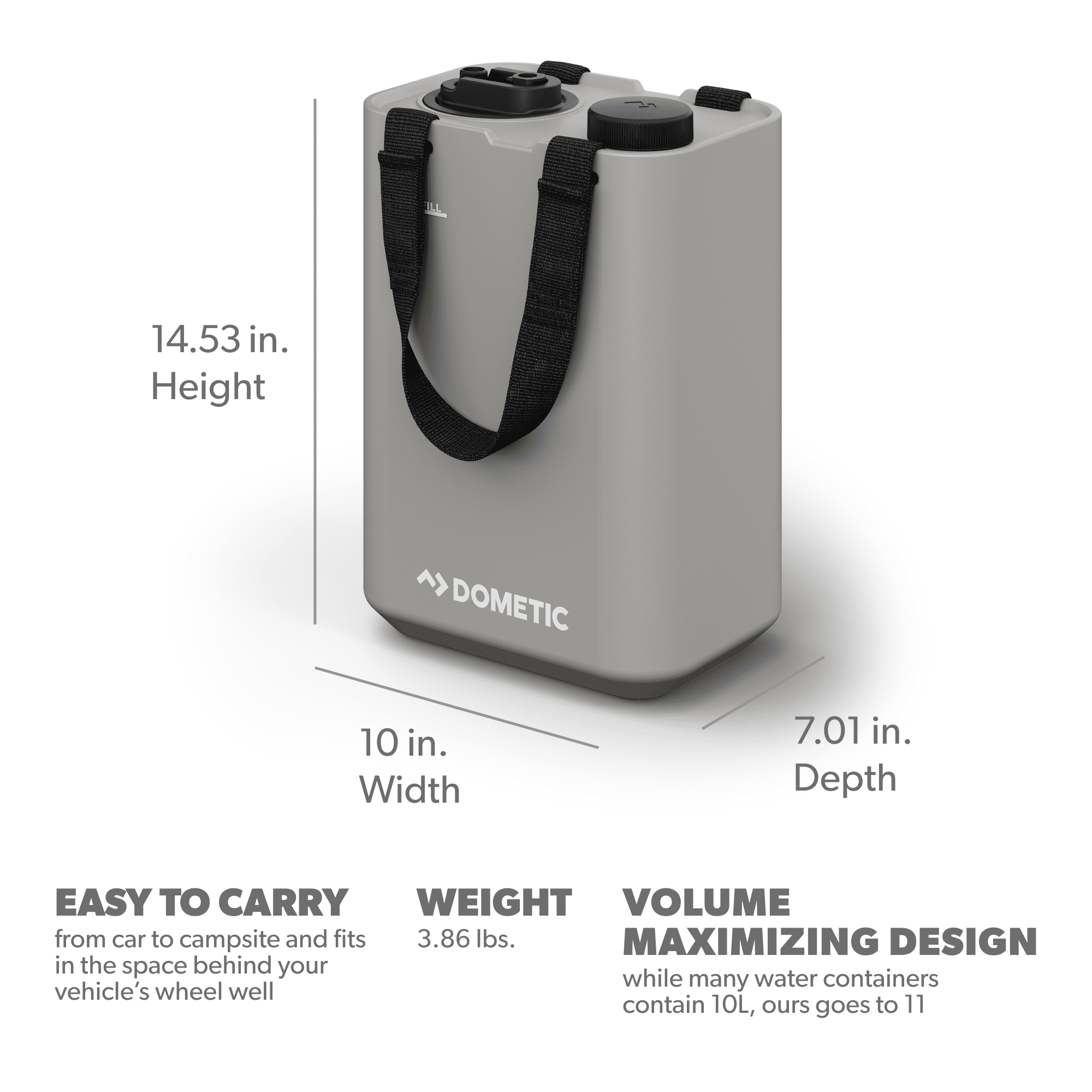 Dometic GO 11L Hydration Water Jug, BPA Free, Ideal for Camping, Outdoor Hiking