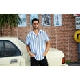 thumbnail image 4 of IDOPIP Mens Summer Striped Shirts Button Down Short Sleeve Vintage Beach Hawaiian Shirts, 4 of 8