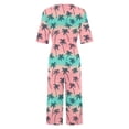 thumbnail image 4 of Mifsaly Floral Print Jumpsuits for Women V-Neck Short Sleeve Wide Leg Jumpsuit Casual Summer Vacation Tropical Resort Clothes with Pockets S, 4 of 5