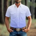 thumbnail image 2 of hotojiny Mens Short Sleeve Work Shirt Casual Gradient Button Down Shirts Stretch Outdoor Hiking Fishing Cargo Shirt with Pockets, 2 of 7