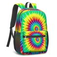 thumbnail image 2 of Red and Green Tie Dye Pattern 17" Waterproof Oxford School Backpacks for Teens, S-Shape Padded Straps, for School, Travel, Hiking, Camping, 2 of 4