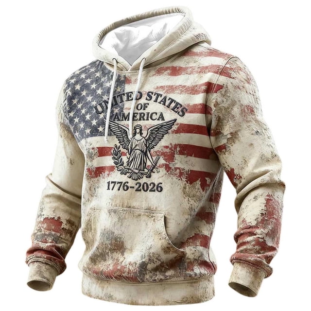 Chandail à Capuchon Graphique Patriotique pour Usage Quotidien Décontracté Mode Urbaine avec Cordon de Serrage Réglable Mélange Doux Réconfortant Chandail à Capuche pour Hommes