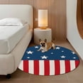thumbnail image 3 of American Flag Washable Round Area Rug 4 ft, Independence Day Stars Stripes Wood Grain Background, Soft Non Slip Rugs Stain Repellent Indoor Felt Carpet for Living Dining Room Bedroom Home Office, 3 of 9