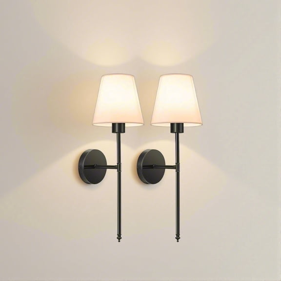 A set of 2 black rechargeable wireless wall lights in 10 colors, with adjustable and detachable bulbs and remote control, suitable for bedrooms, living rooms, corridors (19.9 inches)