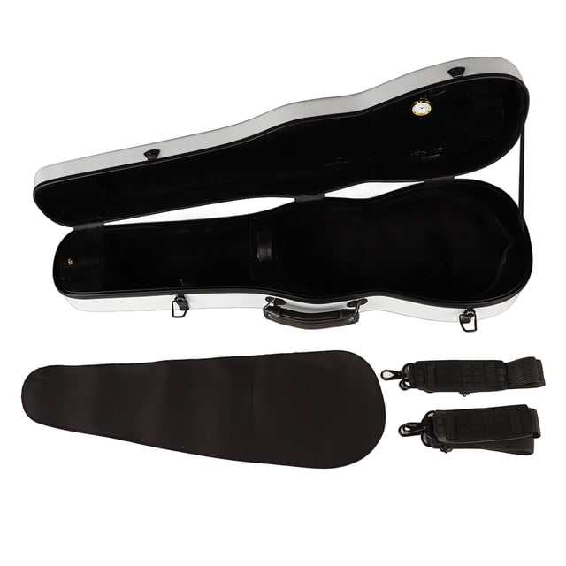 Violin Box, Standard Size Violin Hard Case Carbon Fiber Fine Workmanship with Hygrometer for Performance White