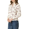 thumbnail image 4 of INSPIRE CHIC Women's Floral Print V Neck Office Long Sleeve Blouse, 4 of 6
