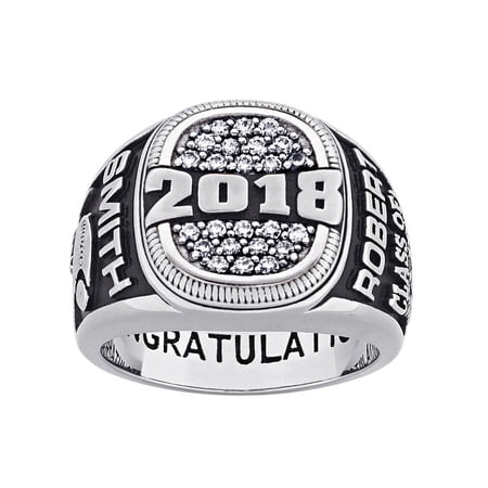 Freestyle, Men's Celebrium Cushion-top Pave CZ Class Ring, Personalized, High School or College Graduation