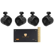 4) 6.5" 250w 360° Swivel Tower Speakers+4-Channel Amplifier for RZR/ATV/UTV/Cart