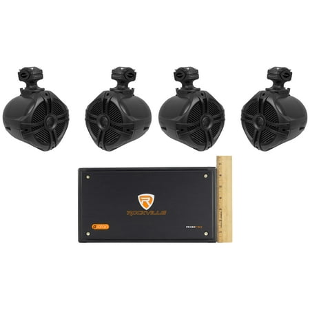 4) 6.5" 250w 360° Swivel Tower Speakers+4-Channel Amplifier for RZR/ATV/UTV/Cart