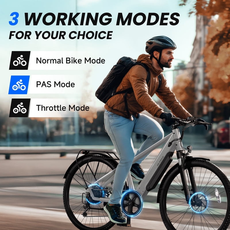 TST Electric Bike for Adults 26", Peak 750W Electric Bicycles, 25mph,  Long Range, 7-Speed, 7.8AH Battery, UL2849, APP Control