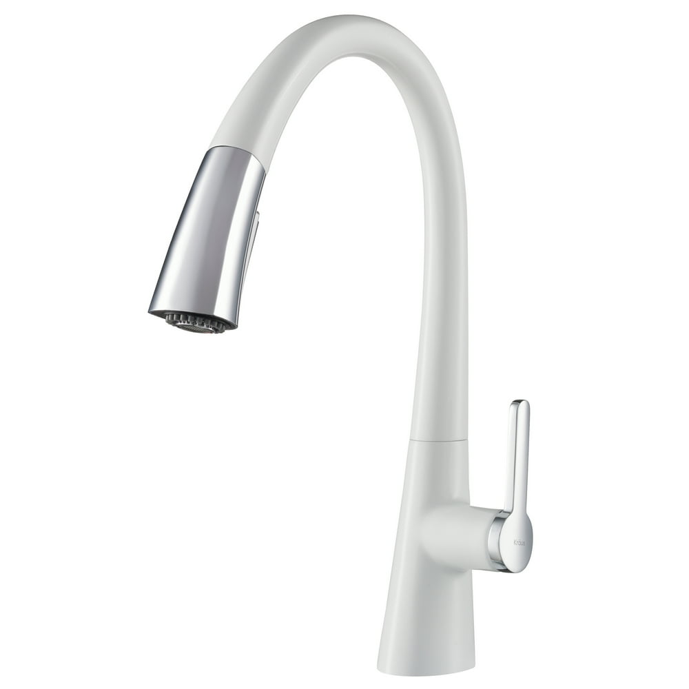 KRAUS Nolen™ Dual Function Pull-Down Kitchen Faucet, Chrome/White