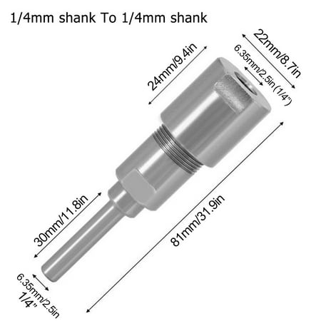 

Router Collet Extension Rod Router Bit Adapter Extender For 1/4in 8mm 6mm Shank