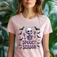 thumbnail image 5 of Spooky Season Skeleton Shirt | Cute Halloween Skull Graphic Tee with Bats, Natural, Size S, 5 of 6