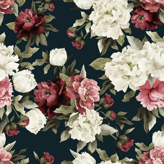 MuralsPrint Hannis Floral Removable Wallpaper, Eco-friendly Peel & Stick Wallpaper, Pink, 10'L x 24''W