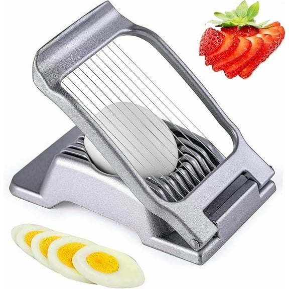 Ihvewuo Egg Slicer Cutter for Hard Household Stainless Steel Egg Cutter, Cooker Cutter, Mini Manual Slicer for Boiled Eggs Ham Mushroom Strawberry Soft Fruit (Silver)