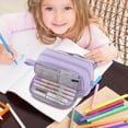thumbnail image 7 of YIMWNYI Solid Color Large Capacity Pencil Case, Multifunctional Zippered Stationery Organizer with Round Handle for Men and Women, Durable and Spacious Storage for Pens, Pencils, and Accessories, 7 of 7