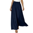 thumbnail image 3 of Dresfit Linen Pants Women Palazzo Wide Leg Pants Summer 2026 Baggy Flowy Pant Elastic High Waist Plus Size Ruffle Beach Trousers with Pockets XL, 3 of 7
