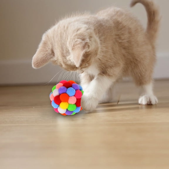 OULII 3Pcs Cat Playing Balls Plush Multi Entertainment Indoor Play for Pets