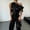 Black, variant on Women's Asymmetrical Off-Shoulder Sleeveless Blouse – Elegant Solid Color Top with Sheen for Office & Cocktail White,XL
