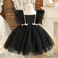 thumbnail image 2 of USNSM (6 Months-5 Yeras) Girls Fashion Cute Bowknot Tulle Tutu Flower Girl Birthday Party Gown Long Dresses Black 3-4 Years, 2 of 5