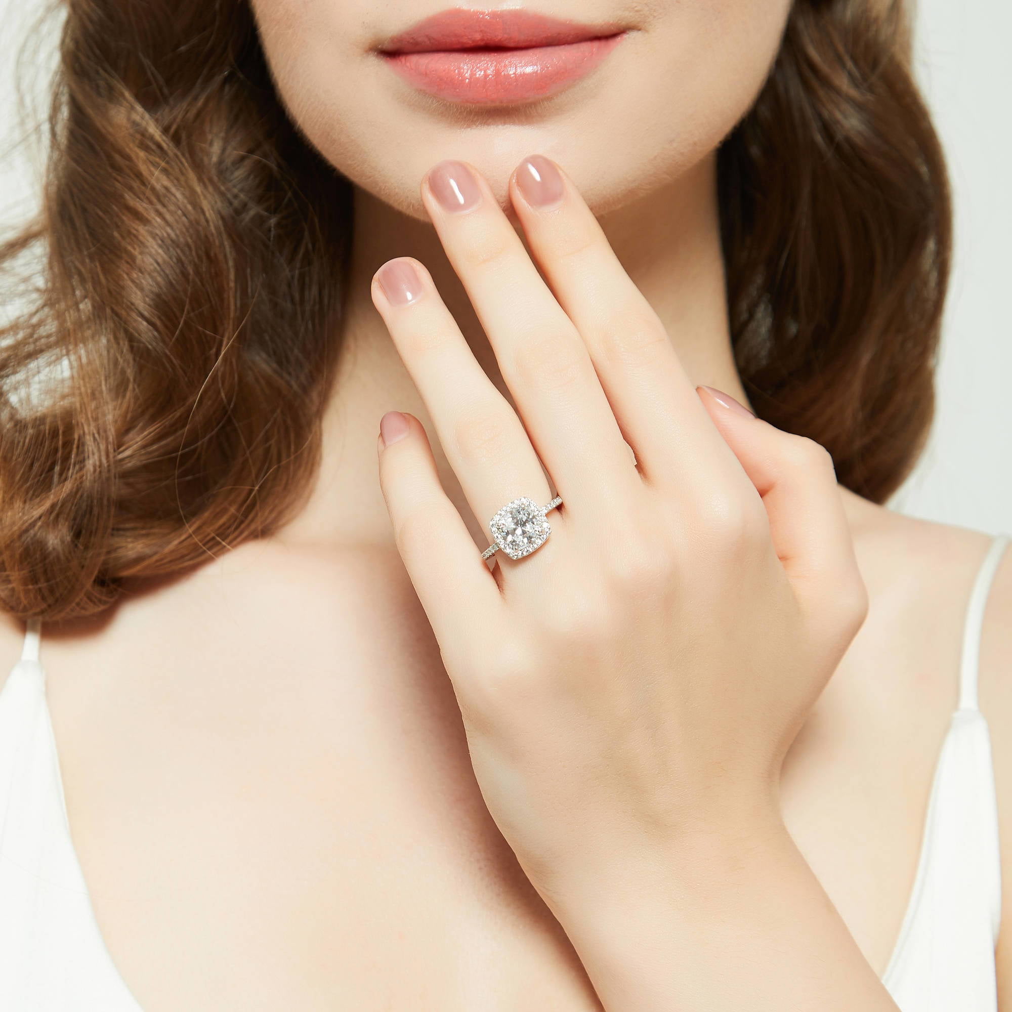BERRICLE Sterling Silver Halo Wedding Engagement Rings Cushion Cut Cubic Zirconia CZ Promise Ring for Women, Rhodium Plated Size 6.5