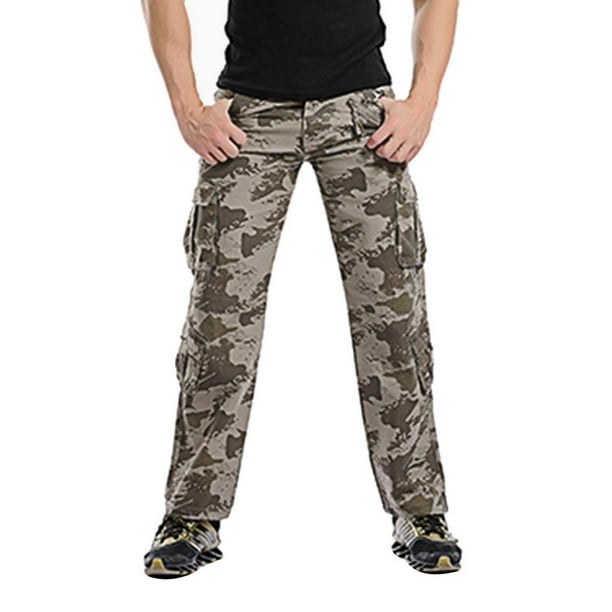 XZNGL Men Cargo Pants with Pockets Men Multi Pocket Button Zipper