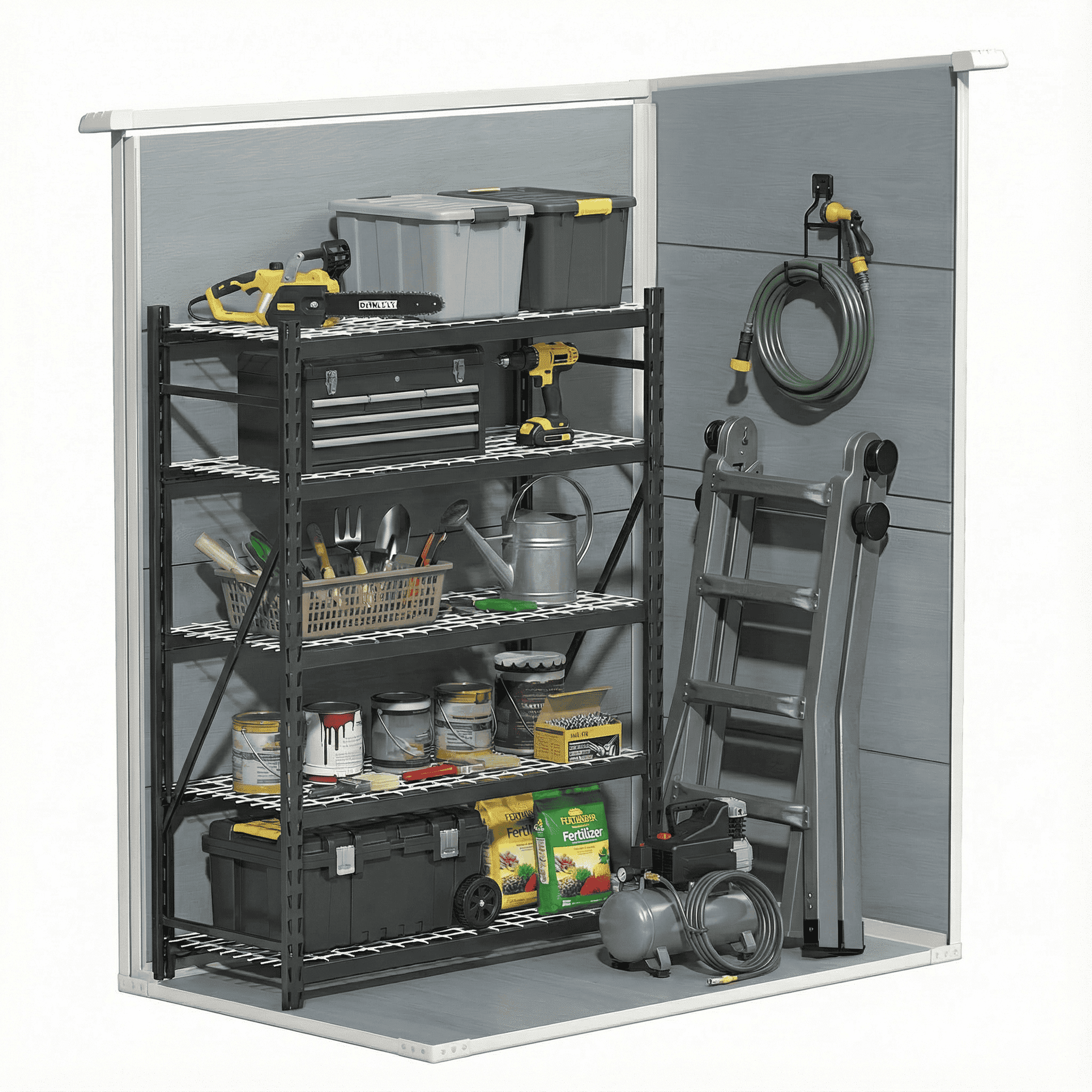 5 x 3 Ft Outdoor Storage Shed with Lockable Door, Weatherproof Resin Garden Shed with Floor & Ventilation for Patio, Lawn, Gray