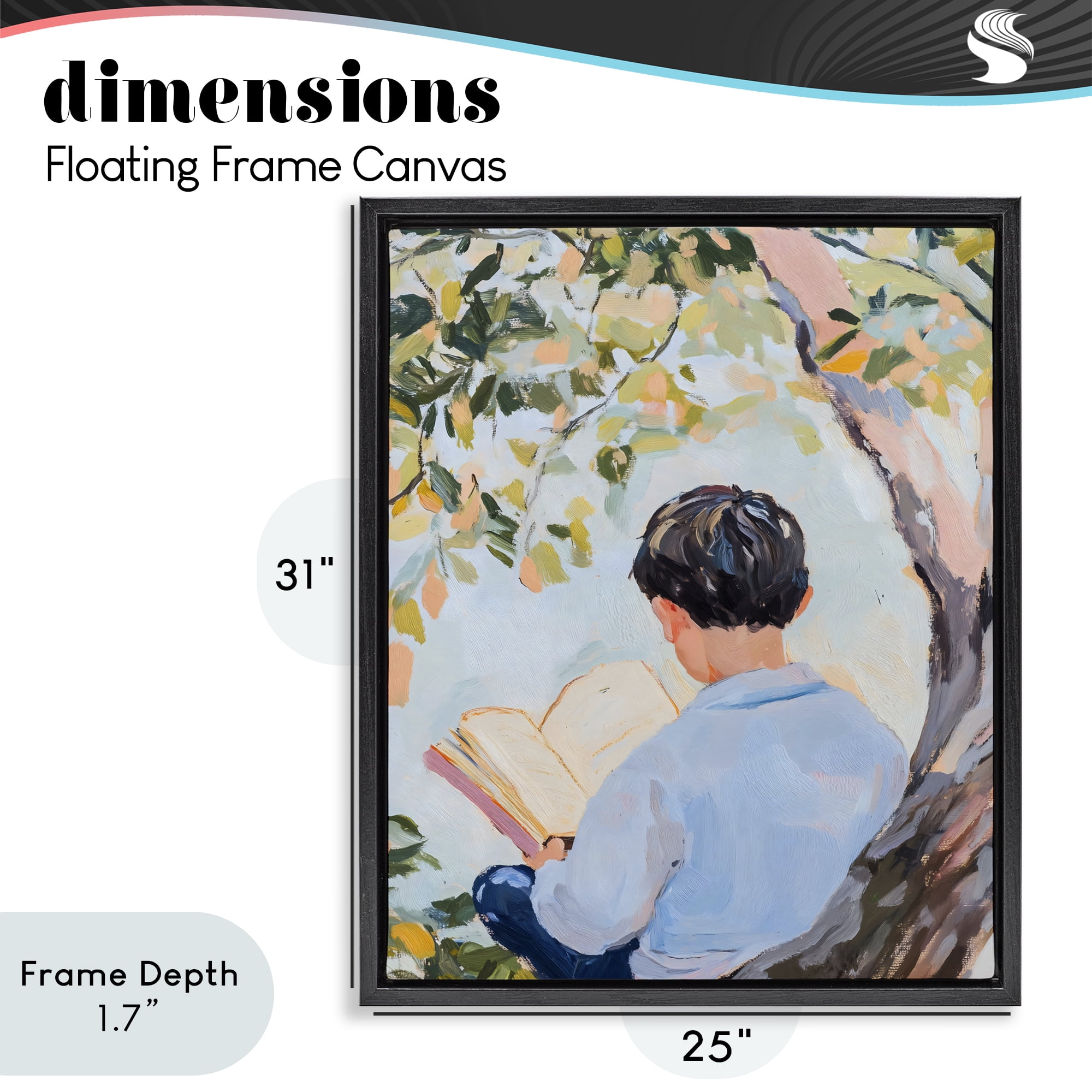 Stupell Industries Boy Reading in Nature Black Framed Floater Canvas Wall Art, design by The Prints Vibe