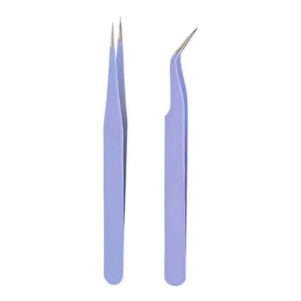 Juego de pinzas de acero inoxidable para extensiones de pestañas, para una depilación precisa y aplicaciones de belleza, con puntas rectas y anguladas