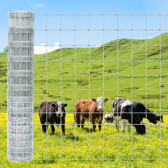 YESON 5ftx164ft Heavy Zinc Coating Cattle Fence, Galvanized Field Wire Fencing Deer Fence, Goat Fence, Hog Wire Fencing for Yard Livestock & Animal Protection