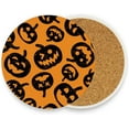 thumbnail image 2 of FREEAMG Halloween Pumpkin Coasters for Drinks Set of 4, Absorbent Ceramic Drink Coaster with Cork Base for Wooden Coffee Table, Cool Housewarming Gift for Home Decor, 2 of 6