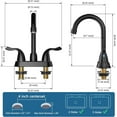 thumbnail image 4 of Matte Black Bathroom Sink Faucet, 2 Handle Bathroom Faucet 4 Inch Centerset Bathroom Faucet 3 Hole with Pop-up Drain and Supply Lines, Stainless Steel 360 Swivel Spout, Lead-Free, 4 of 7
