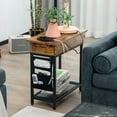 thumbnail image 3 of Gymax Table de Chevet avec Station de Charge, Table de Nuit Industrielle, Poche Latérale Rabattable, USB, 3 of 10