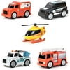 Micro Mini City Vehicles – Rescue Toy Car and Truck Set for Kids | Birthday Party Gift or Cake Topper for Boys | Firetruck Helicopter Police Ambulance | Free Wheeling with Moving Parts – Maxx Action