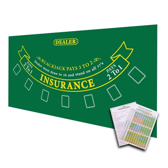 GSE Games & Sports Expert 36"x72" Casino Blackjack Layout Felt. Professional Las Vegas Style Black Jack Mat for Casino Game Night