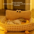 thumbnail image 4 of Soft Plush Cat Sofa Bed With Armrest Design Yellow Checkered Pattern, Big Eyes,Cats Dog , Cozy Spot, Easy To Wash, 4 of 8