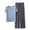 Dark Gray, variant on V Neck Short Sleeve Pajama Set With Loose Fit Long Pants For Women Thin Summer Sleepwear