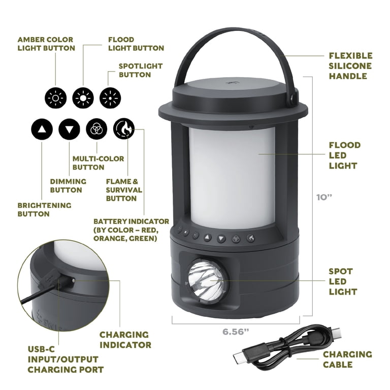 Swiss Tech Mehrlicht Rechargeable Lantern with Spotlight, 5000