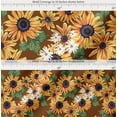 thumbnail image 2 of Soimoi Brown Cotton Cambric Fabric Leaves & Sunflower Floral Print Fabric by the Yard 56 Inch Wide, 2 of 7