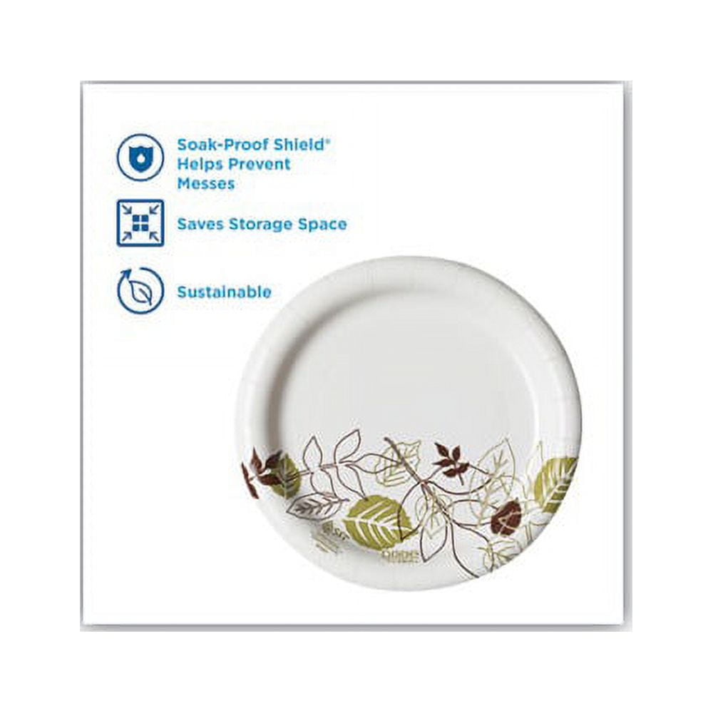 Pathways Soak-Proof Shield Mediumweight Paper Plates 6 7/8", Grn/Burg, 125/Pk
